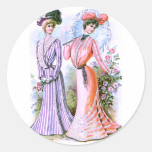 Modekleider der 1900er Jahre Runder Aufkleber