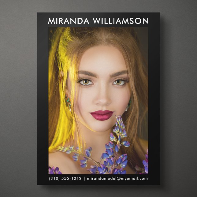 Model Actor 1 Foto Comp Card 12x18 Black Einladung (Available in high quality print or digital download for quick messaging, email or self printing.)