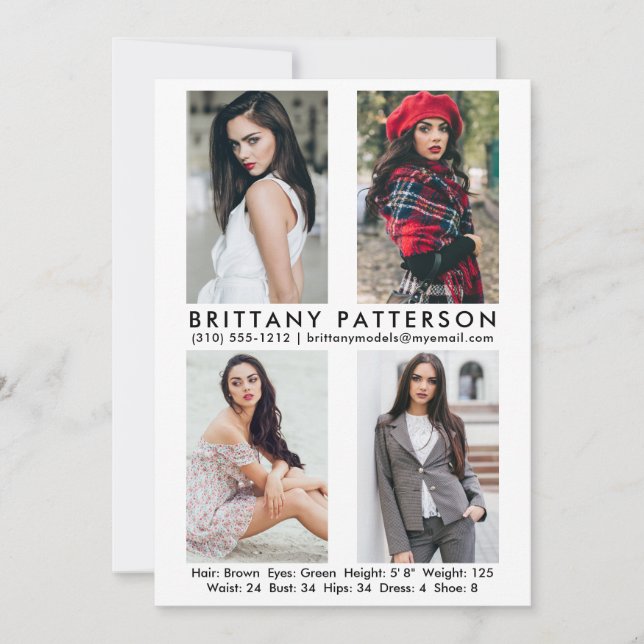 Model Actor 4 Foto Comp Card 12x18 weiß Einladung (Vorderseite)