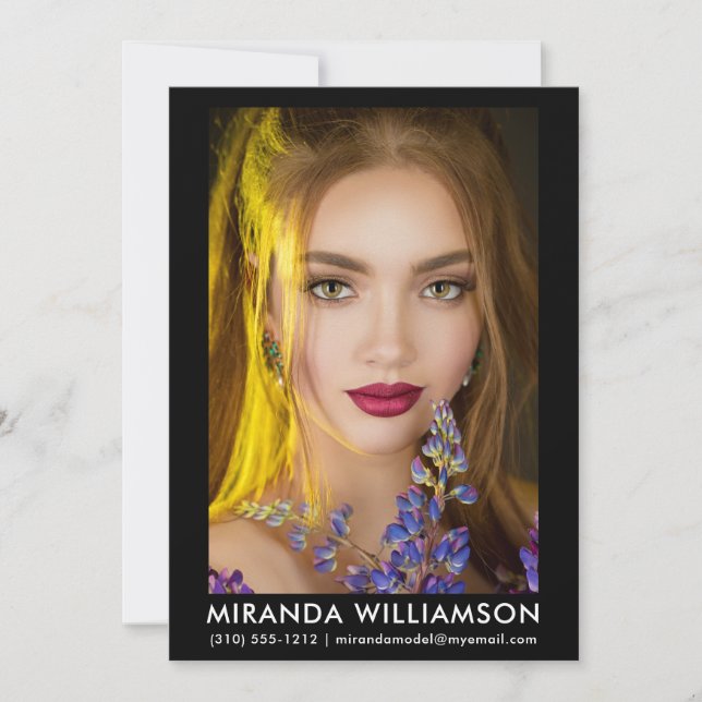 Model Actor Comp Card 1 Foto 12x18 Schwarz Einladung (Vorderseite)