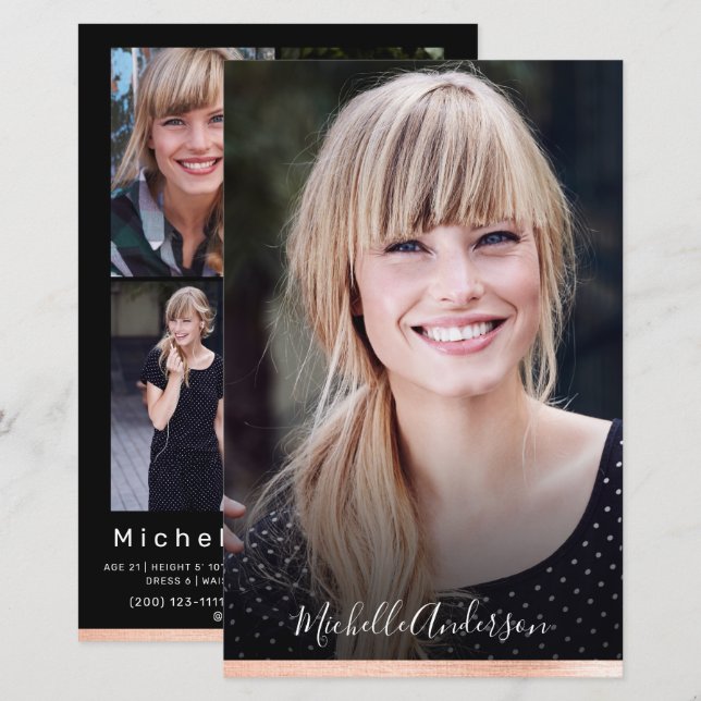 Model Actor Comp Card 4 Foto Back Script (Vorne/Hinten)
