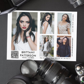 Model Actor Comp Card 5 Foto QR Code Einladung
