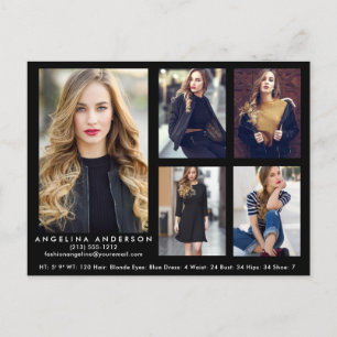 Model Actor Comp Card Black 5 Foto Postkarte