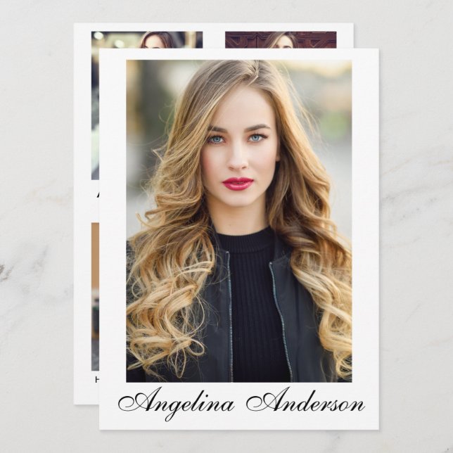 Model Actor Comp Card Whit - 4 Foto Back - Script (Vorne/Hinten)