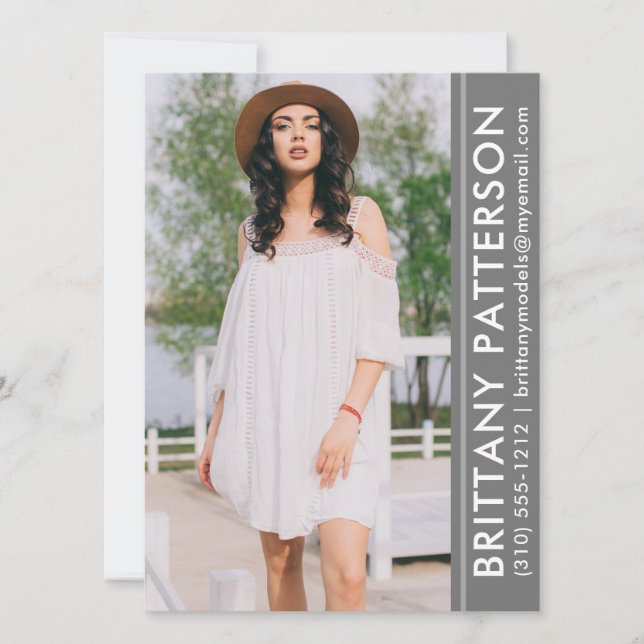 Model Actor Foto Pro Comp-Karte Grau Einladung (Vorderseite)