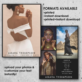 Model Actor Modeling Comp Card 4 Photo Black Einladung