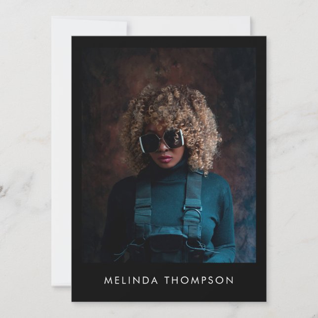 Model Actor Modeling Comp Card 5 Photo Black Einladung (Vorderseite)