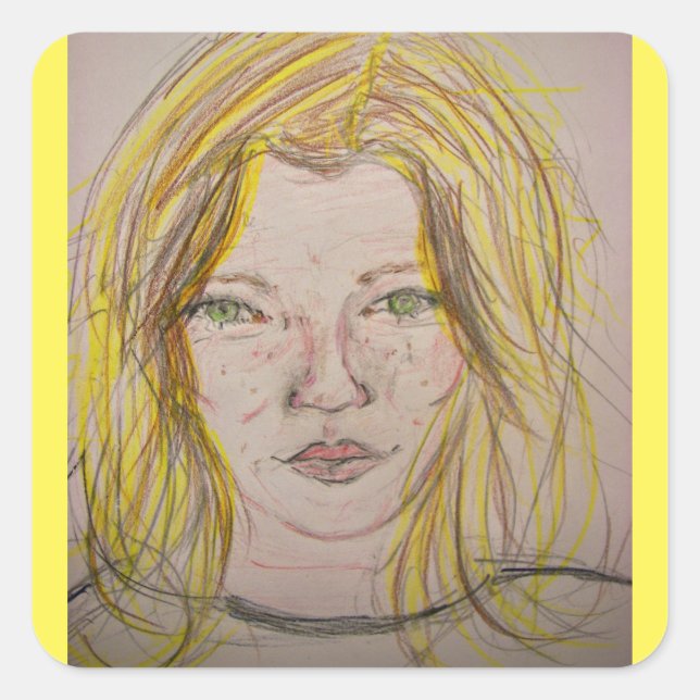 Model Girl Quadratischer Aufkleber (Vorderseite)