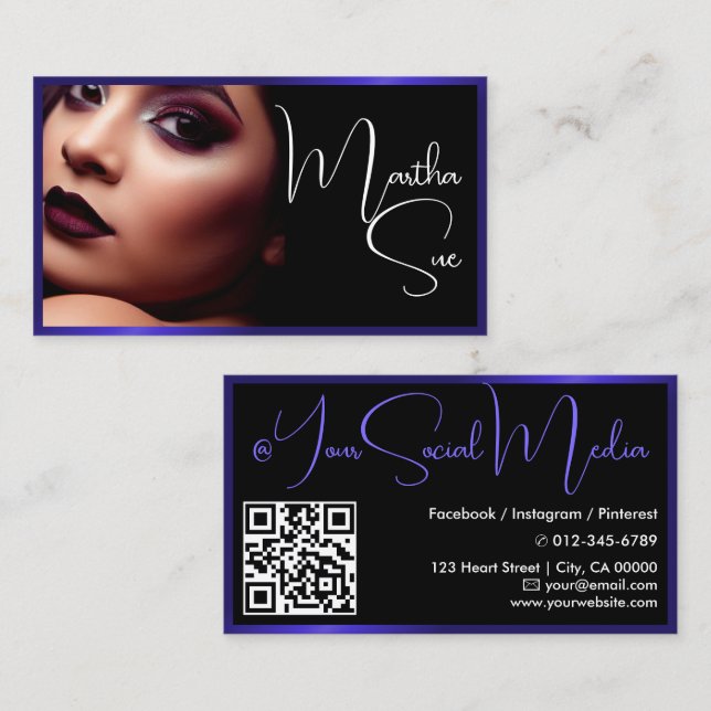 Model Lila Blue Black Influencer Foto Image Visitenkarte (Vorne/Hinten)
