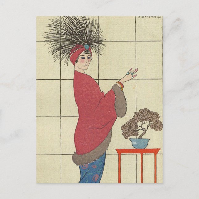 Model with Fox Trimmed Coat Postkarte (Vorderseite)