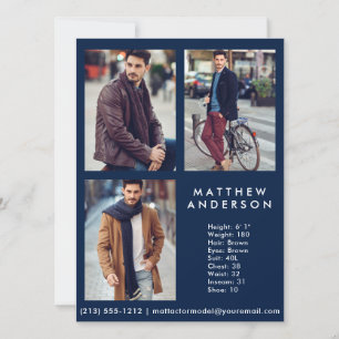 Modèle Acteur 3 Photo Comp Card bleu