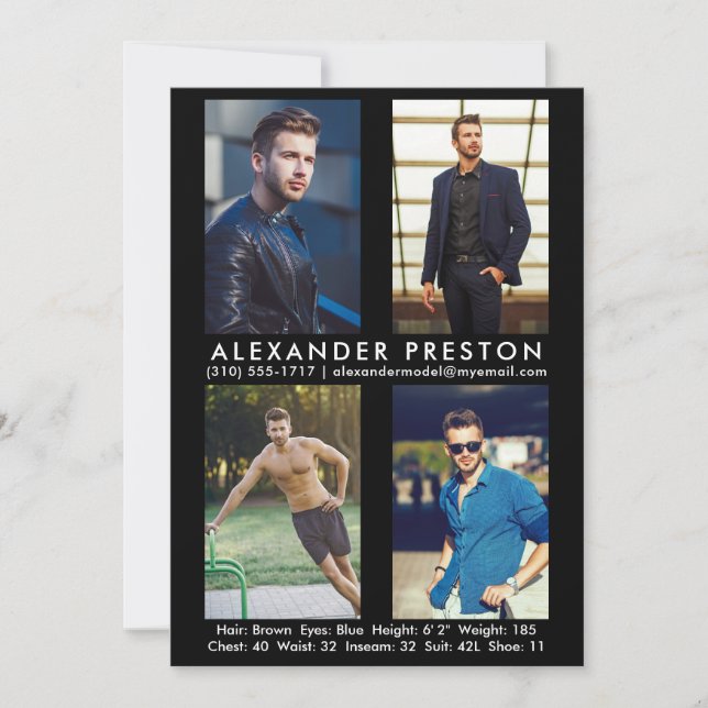 Modèle Acteur 4 Carte photo Comp 5x7 noir (Devant)