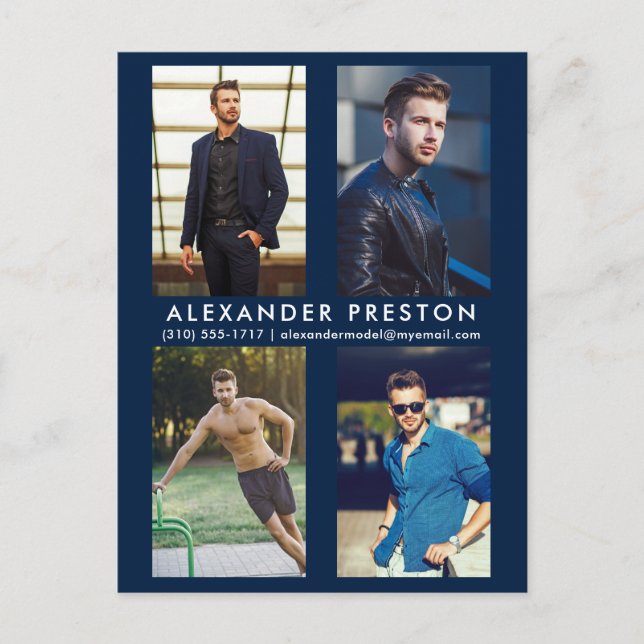 Modèle Acteur 4 Photo Comp Carte postale bleue (Devant)