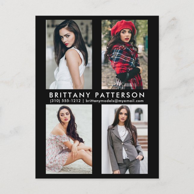 Modèle Acteur 4 Photo Comp Carte postale noire (Devant)