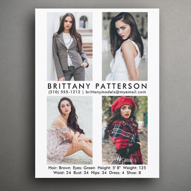 Modèle Acteur 4 Photo Pro Carte Comp Blanc (Available in high quality print or digital download for quick messaging, email or self printing.)