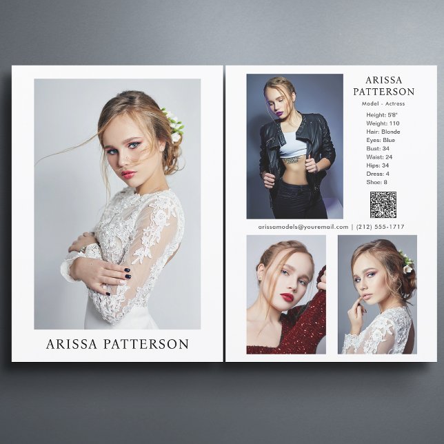 Modèle Acteur 5x7 Comp Carte SED QR 4 Photo 2 Côté (Available in high quality print or digital download for quick messaging, email or self printing.)