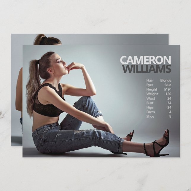 Modèle Acteur 5x7 Comp Carte Zed Double Côté (Devant / Derrière)