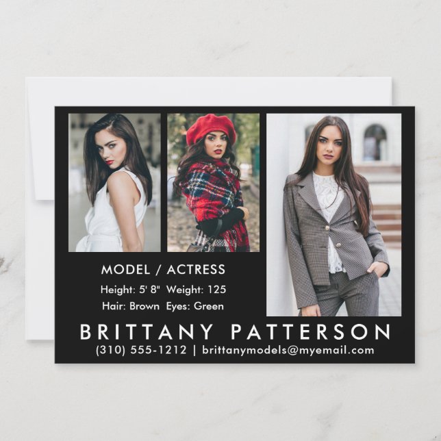 Modèle Acteur Carte Comp 3 Photo Black 5x7 (Devant)