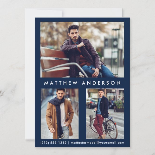 Modèle Acteur Carte Comp 3 Photo - Bleu avant (Devant)