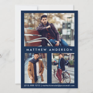 Modèle Acteur Carte Comp 3 Photo - Bleu avant