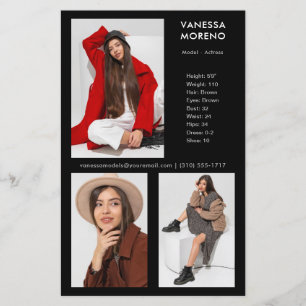 Modèle Acteur Comp Card 3 Photo Black Flyer