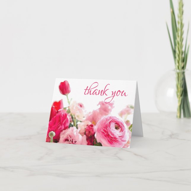 Modèle aquarelle Merci Main Script Roses (Devant)