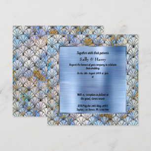 MODÈLE ART DÉCO FAIRE-PART DE MARIAGE BLEU