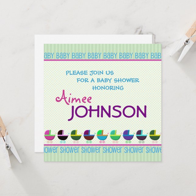 Modèle baby shower Invitation (Devant/Arrière en situation)