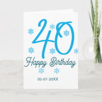 modèle bleu pour le 40e anniversaire avec nom date