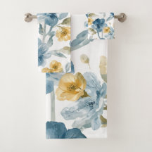 Modèle botanique de fleurs de jardin jaunes bleues