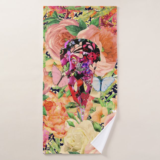 Modèle crâne floral (Serviette de bain)
