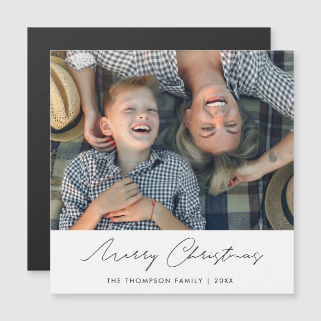 Modèle d'aimant photo de Noël personnalisé (Devant / Derrière)