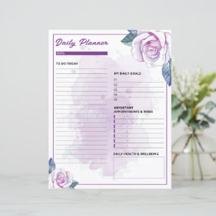 Modèle d'aquarelle Floral Daily Planner