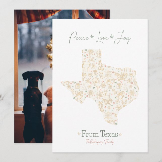 Modèle d'art en ligne de Noël au Texas en or (Devant / Derrière)