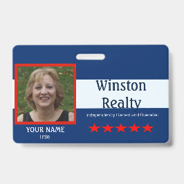 Modèle de badge d'entreprise avec ID photo RWB