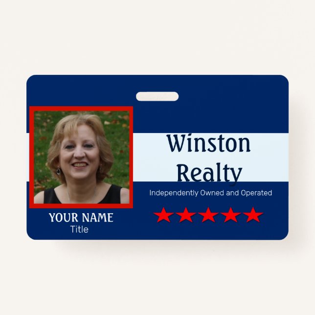 Modèle de badge d'entreprise avec ID photo RWB (Devant)