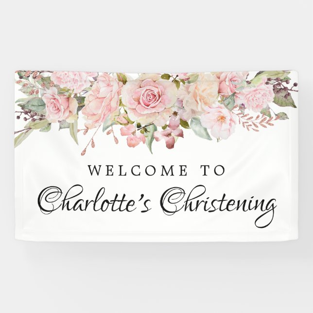 Modèle de bannière de bienvenue rose Floral (Horizontal)