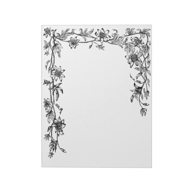 Modèle de bloc-notes à bordure de vigne florale (Tourné)
