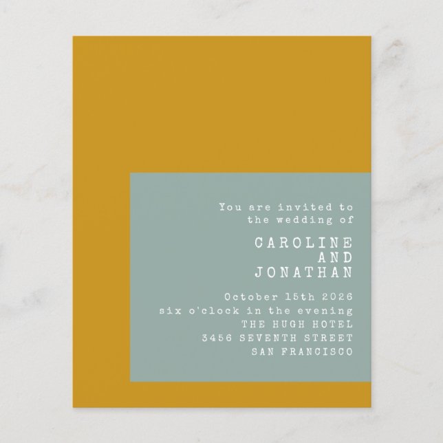 Modèle de budget Mustard Sage Mariage Invitation (Devant)