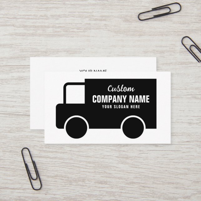Modèle de carte d'affaires Black Truck Logo (Devant/Arrière en situation)