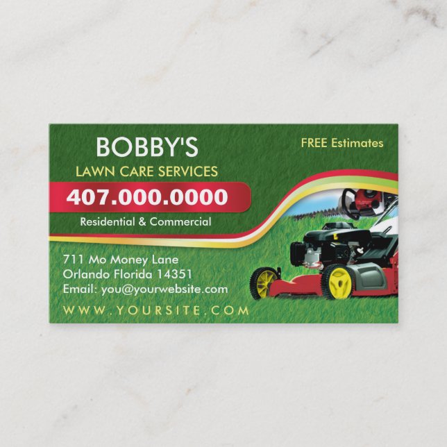 Modèle de carte d'affaires Landscaping Lawn Care M (Devant)