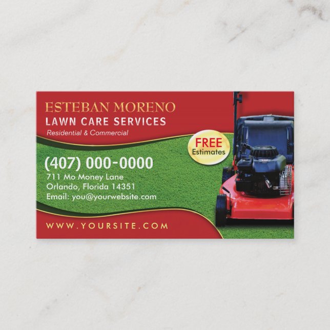 Modèle de carte d'affaires Landscaping Lawn Care M (Devant)