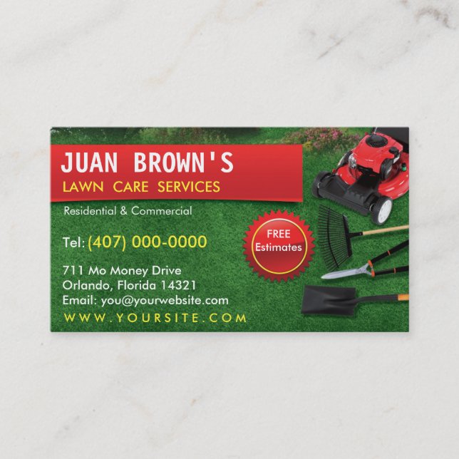 Modèle de carte d'affaires Landscaping Lawn Care M (Devant)