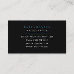 Modèle de carte d'affaires noir et bleu minimalist