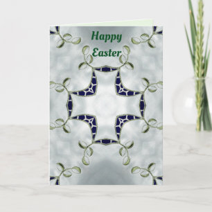 Modèle de carte de Pâques verte et bleue ~
