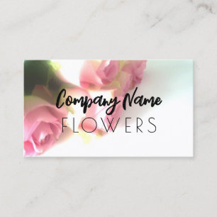 Modèle de carte de visite à fleurs avec rose rose