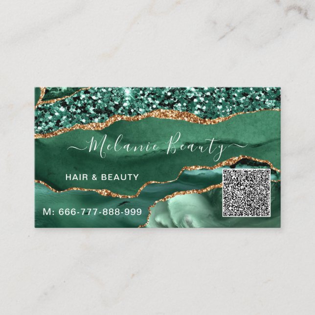 Modèle de carte de visite avec code QR Glitter Or  (Devant)