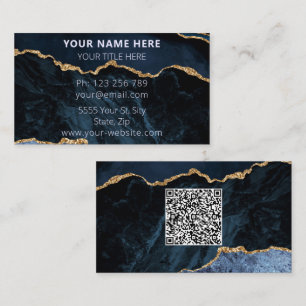 Modèle de carte de visite bleu marine avec code QR