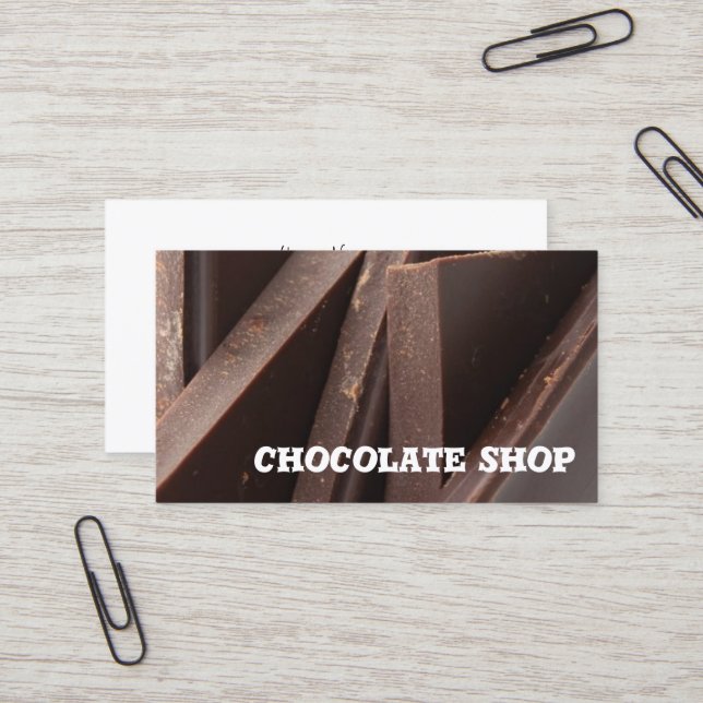 Modèle de carte de visite Chocolate Shop (Devant/Arrière en situation)