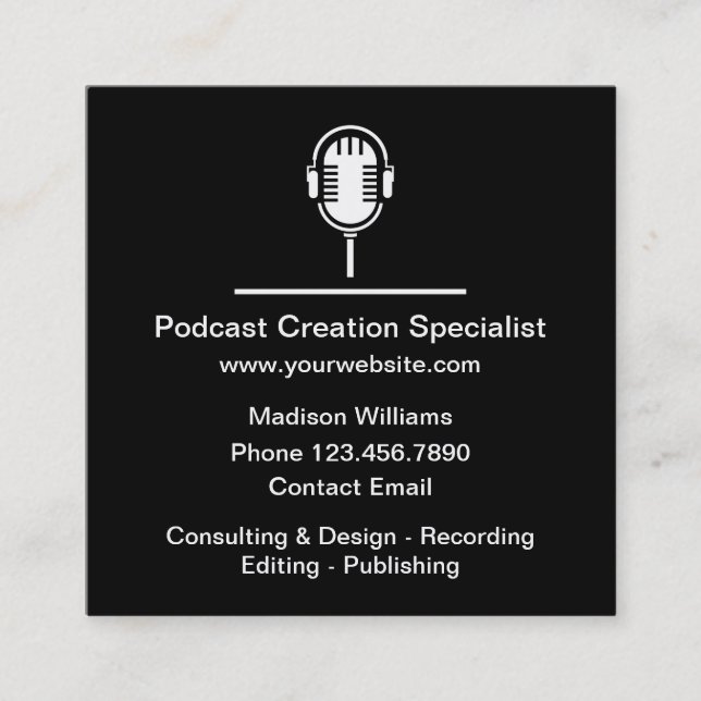 Modèle de carte de visite de création de podcast c (Devant)